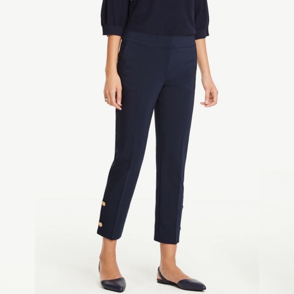 Ann Taylor Pants - Ann Taylor Curvy Button Cuff Ankle Pant Navy 8